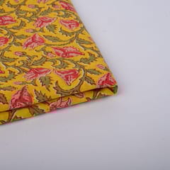 Yellow Color Cotton Printed Fabric