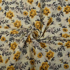 Cream Yellow Color Cotton Printed Fabric