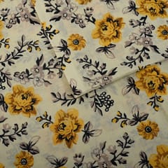 Cream Yellow Color Cotton Printed Fabric