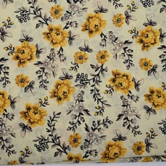 Cream Yellow Color Cotton Printed Fabric