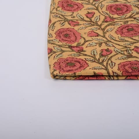 Yellow Color Cotton Printed Fabric