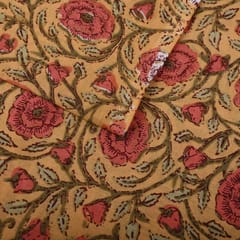 Yellow Color Cotton Printed Fabric