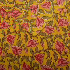 Yellow Color Cotton Printed Fabric