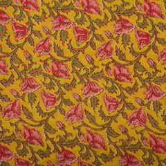 Yellow Color Cotton Printed Fabric