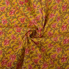 Yellow Color Cotton Printed Fabric