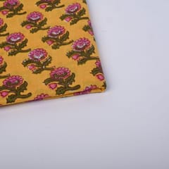 Yellow Color Cotton Printed Fabric