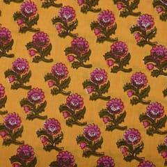 Yellow Color Cotton Printed Fabric