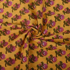 Yellow Color Cotton Printed Fabric