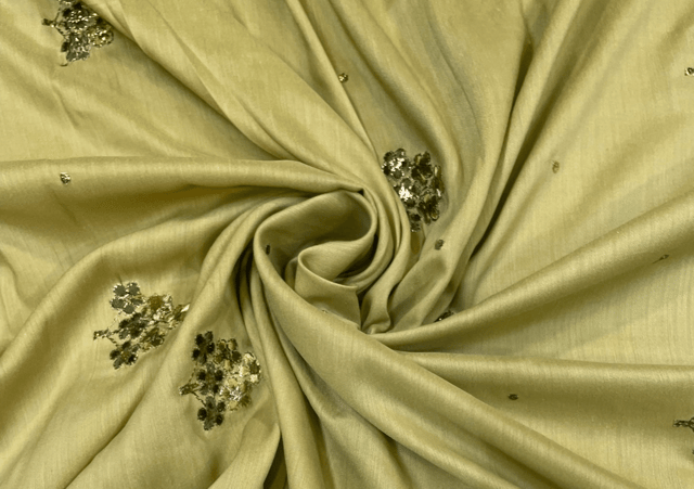 Embroidered Cotton Mehndi Green Floral