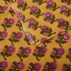 Yellow Color Cotton Printed Fabric