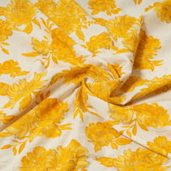 Yellow Color Cotton Flex Printed Fabric