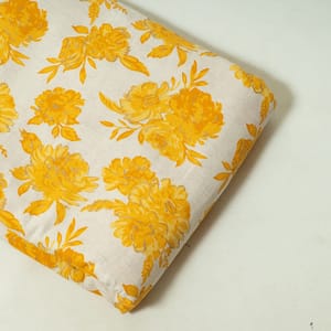 Yellow Color Cotton Flex Printed Fabric