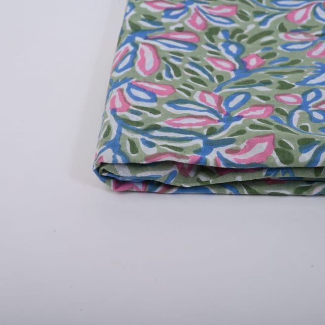 Green Color Cotton Printed Fabric