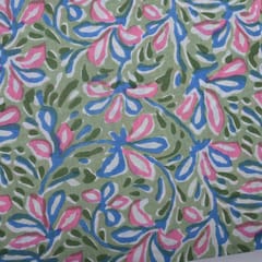 Green Color Cotton Printed Fabric