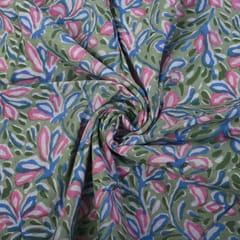 Green Color Cotton Printed Fabric