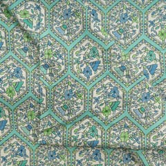 Sea Green Color Cotton Flex Printed Fabric