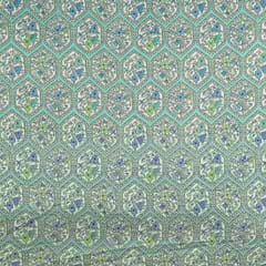 Sea Green Color Cotton Flex Printed Fabric