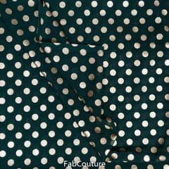 Bottle Green Georgette Foil Dots Printed Fabric