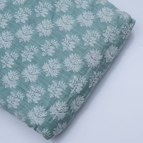 Green Color Mal Chanderi Embroidery