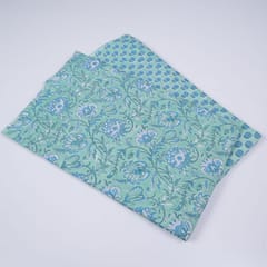 Sea Green Color Cotton Rapid Printed Fabric Set