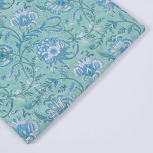 Sea Green Color Cotton Rapid Printed Fabric