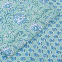 Sea Green Color Cotton Rapid Printed Fabric Set