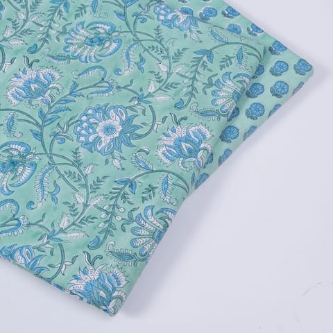 Sea Green Color Cotton Rapid Printed Fabric Set