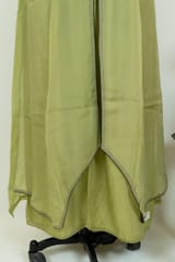Green Color Viscose Organza Embroidered Jacket with Green Chinon Chiffon Printed Top with Rayon Palazzo