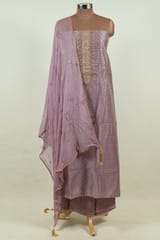 Move Color Chanderi Embroidered Shirt with Bottom and Embroidered Chiffon Dupatta