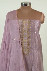 Move Color Chanderi Embroidered Shirt with Bottom and Embroidered Chiffon Dupatta
