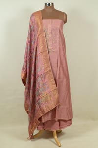 Onion Pink Color Chanderi Embroidered Shirt with Bottom and Banarasi Silk Printed Dupatta
