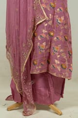 Onion Pink Color Viscose Organza Embroidered Shirt with Bottom and Chiffon Embroidered Dupatta