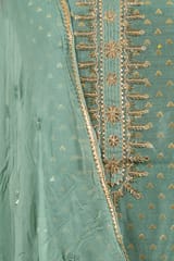 Sage Green Color Chanderi Embroidered Shirt with Bottom and Embroidered Chiffon Dupatta