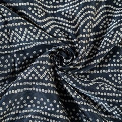 Black Color Mashru Silk Ajrakh Printed Fabric