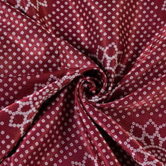 Maroon Color Mashru Silk Ajrakh Printed Fabric