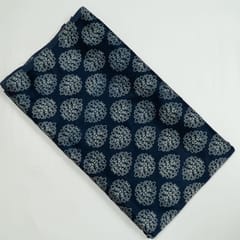 Blue Color Mashru Silk Ajrakh Printed Fabric