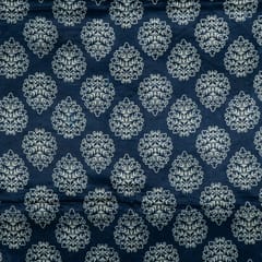 Blue Color Mashru Silk Ajrakh Printed Fabric