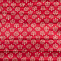 Rani Color Mashru Silk Ajrakh Printed Fabric