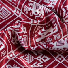 Maroon Color Mashru Silk Ajrakh Printed Fabric