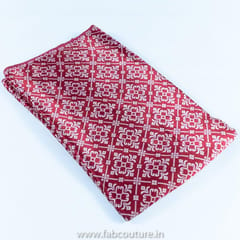 Maroon Color Mashru Silk Ajrakh Printed Fabric
