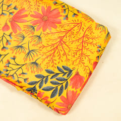 Yellow Color Velvet Digital Printed Fabric