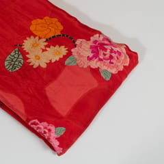 Red Color Viscose Crepe Printed Fabric