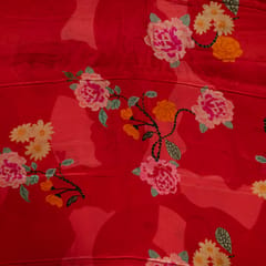 Red Color Viscose Crepe Printed Fabric