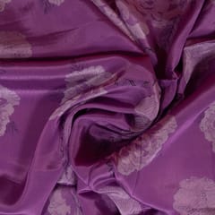 Purple Color Viscose Crepe Printed Fabric