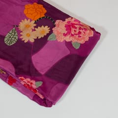 Purple Color Viscose Crepe Printed Fabric