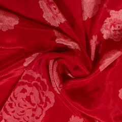 Red Color Viscose Crepe Printed Fabric