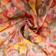 Multi Color Chinon Chiffon Printed Fabric