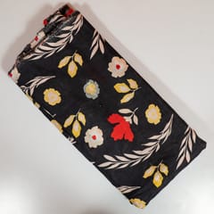 Black Color Dola Silk Digital Printed Fabric