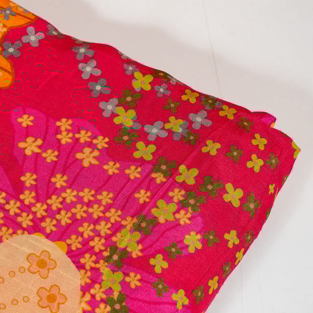 Majenta Color Dola Silk Digital Printed Fabric