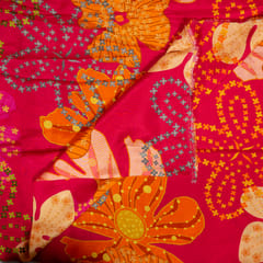 Majenta Color Dola Silk Digital Printed Fabric